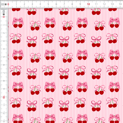 Tecido Tricoline Estampado Laços de Cereja Fundo Rosa 5164v001