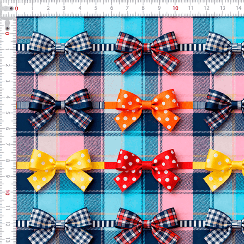 Tecido Tricoline Estampado Laços Xadrez Junino 9050v472