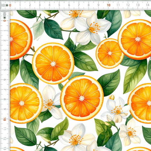 Tecido Tricoline Estampado Laranjal 9050V415