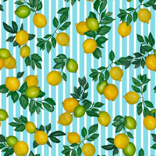 Tecido Tricoline Estampado Limão Siciliano Listrado 9050v314