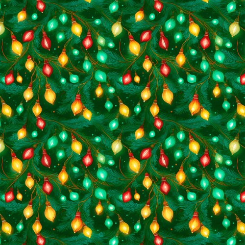 Tecido Tricoline Estampado Luzes Árvore de Natal 7227v001