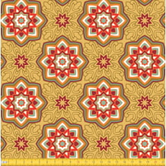 Tecido Tricoline Estampado Mandalas Estrelas Do Oriente Bege 6174v01