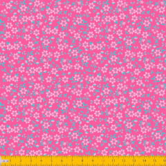 Tecido Tricoline Estampado Mini Floral Fundo Rosa 2010v09