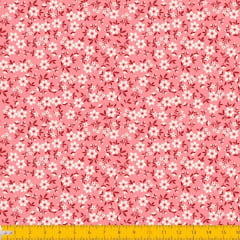 Tecido Tricoline Estampado Mini Floral Fundo Rose 2010v05