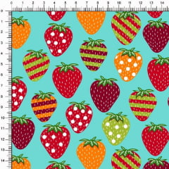 Tecido Tricoline Estampado Morangos Patchwork Fundo Tifanny 6470v03