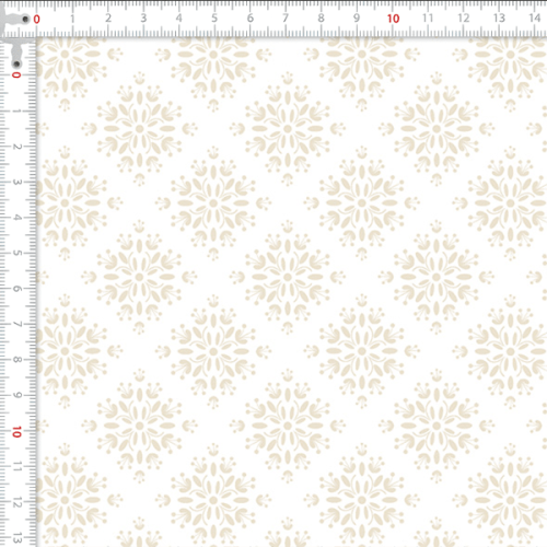 Tecido Tricoline Estampado Mosaico Bege e Branco 1420V203
