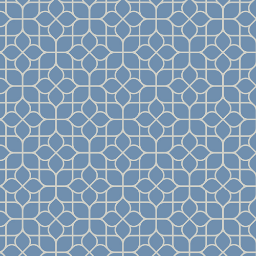 Tecido Tricoline Estampado Mosaico Floral Azul Claro 1423V131