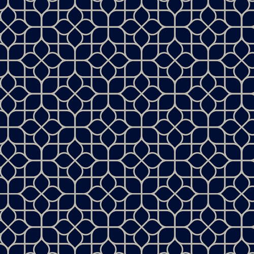 Tecido Tricoline Estampado Mosaico Floral Azul Marinho 1423V136