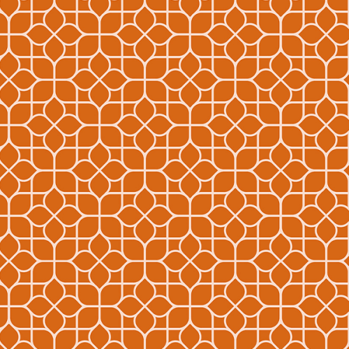 Tecido Tricoline Estampado Mosaico Floral Laranja 1423V303