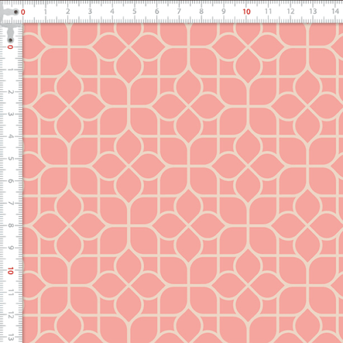 Tecido Tricoline Estampado Mosaico Floral Rose 1423V130