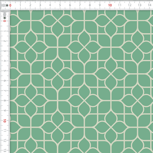 Tecido Tricoline Estampado Mosaico Floral Verde 1423V129