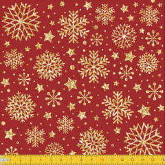 Tecido Tricoline Estampado Natal Estrelado Vermelho 1275v58