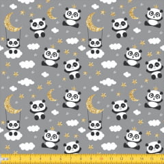 Tecido Tricoline Estampado Panda Nuvens Teepe Kids 3049v01