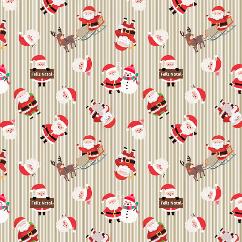 Tecido Tricoline Estampado Papai Noel Feliz 6231v001