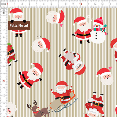 Tecido Tricoline Estampado Papai Noel Feliz 6231v001