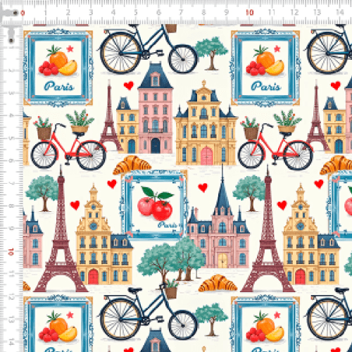 Tecido Tricoline Estampado Passeio em Paris 9050v319