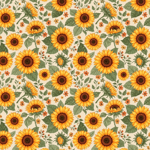 Tecido Tricoline Estampado Plantação de Girassóis 9050V412