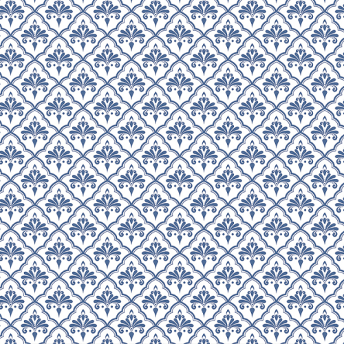 Tecido Tricoline Estampado Português Branco e Azul 1424v151