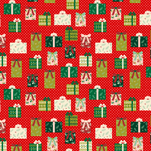 Tecido Tricoline Estampado Presentes de Natal Fundo Poá 8130v001