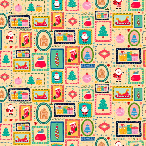 Tecido Tricoline Estampado Quadros de Natal 6225v001