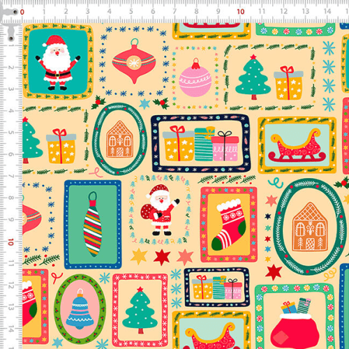 Tecido Tricoline Estampado Quadros de Natal 6225v001
