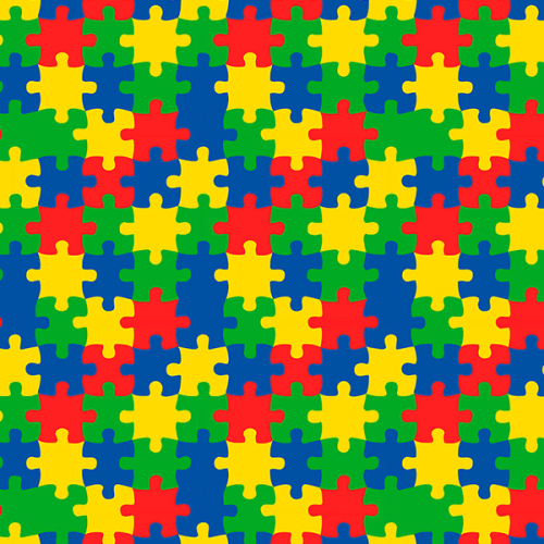 Tecido Tricoline Estampado Quebra-Cabeça Colorido 9050v347