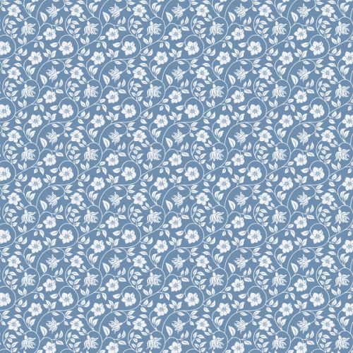 Tecido Tricoline Estampado Ramos de Flores Fundo Azul 1407V271