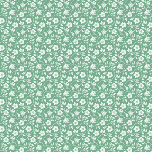 Tecido Tricoline Estampado Ramos de Flores Fundo Verde 1407V272