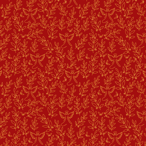 Tecido Tricoline Estampado Ramos e Anjos Natalinos Vermelho 1429v264 Tecido Tricoline Estampado Ramos e Anjos Natalinos Vermelho 1429v264