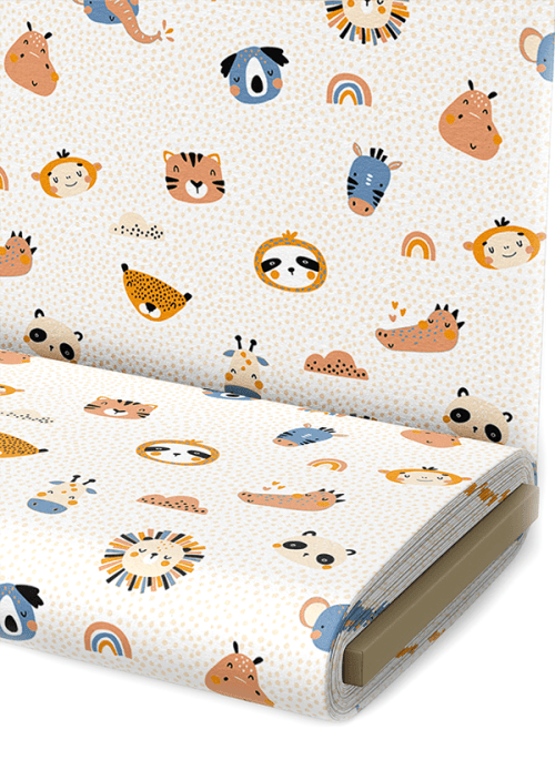 Tecido Tricoline Estampado Reunião de Animais Bolinhas 5168V001