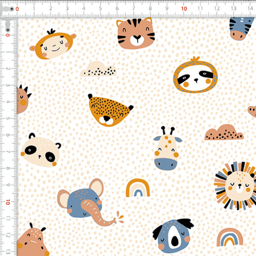 Tecido Tricoline Estampado Reunião de Animais Bolinhas 5168V001