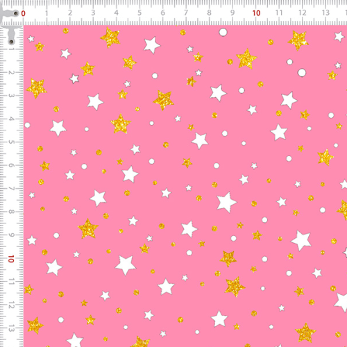 Tecido Tricoline Estampado Rosa Estrelado 2134v001