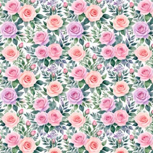 Tecido Tricoline Estampado Rosas Aquareladas Românticas 9050v290