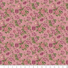 Tecido Tricoline Estampado Rosas Pequenas fundo Rosa 7126v01