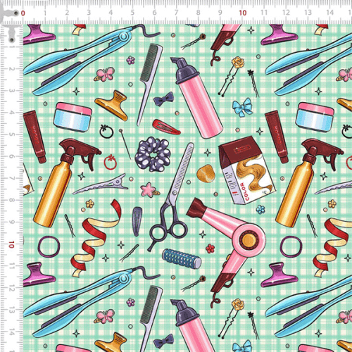 Tecido Tricoline Estampado Salão de Beleza 9050V393