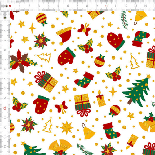 Tecido Tricoline Estampado Símbolos de Natal 5169v001