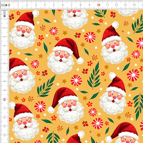 Tecido Tricoline Estampado Sorrisos de Natal 6226v001