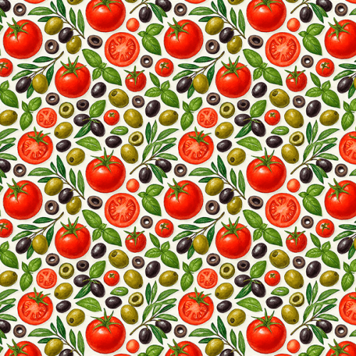 Tecido Tricoline Estampado Tomate e Azeitonas 9050V428