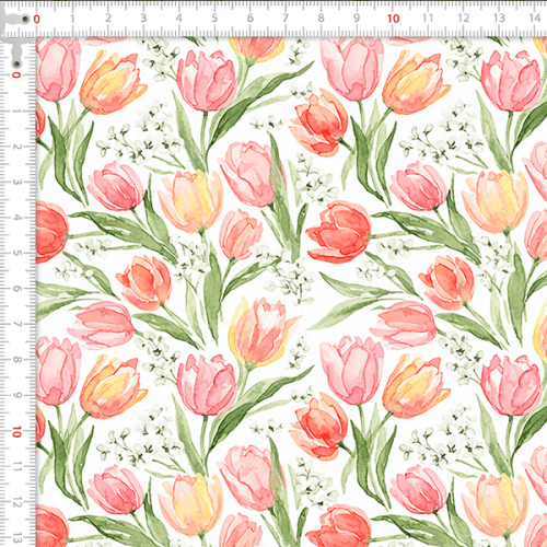 Tecido Tricoline Estampado Tulipas Aquareladas 9050V400