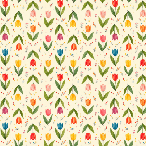 Tecido Tricoline Estampado Tulipas do Campo Aquareladas 9050v286