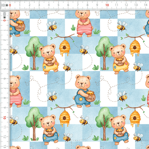 Tecido Tricoline Estampado Urso Comilão 9050V441