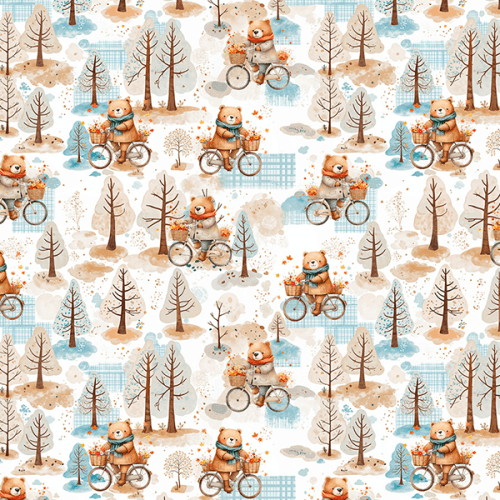 Tecido Tricoline Estampado Urso no Inverno 9050V433 Tecido Tricoline Estampado Urso no Inverno 9050V433