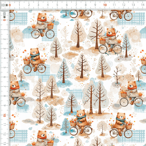 Tecido Tricoline Estampado Urso no Inverno 9050V433