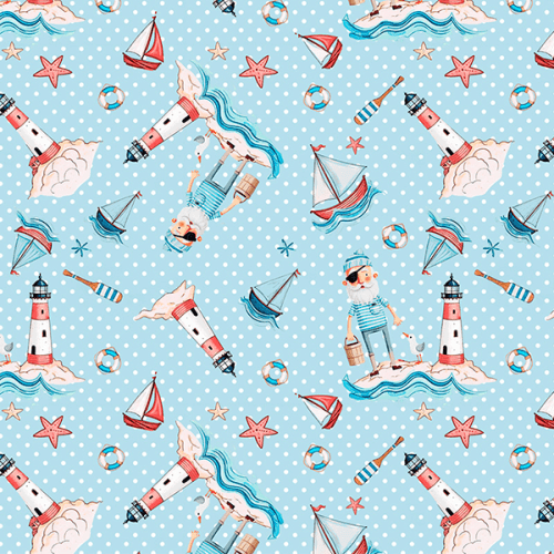 Tecido Tricoline Estampado Velho Marujo 9050V442