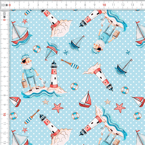 Tecido Tricoline Estampado Velho Marujo 9050V442