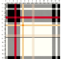 Tecido Tricoline Estampado Xadrez Grande Laranja Vermelho Branco e Preto 4230v11