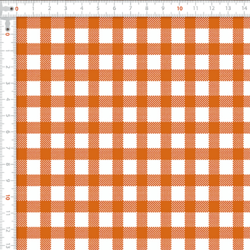 Tecido Tricoline Estampado Xadrez Laranja Escuro 1361v032