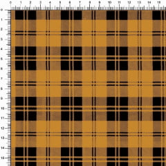 Tecido Tricoline Estampado Xadrez Médio Mostarda Preto 1540v09