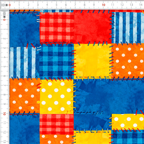 Tecido Tricoline Estampado Xadrez Patchwork Junino 9050v456