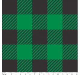 Tecido Tricoline Estampado Xadrez Preto Fundo Verde 1380v20